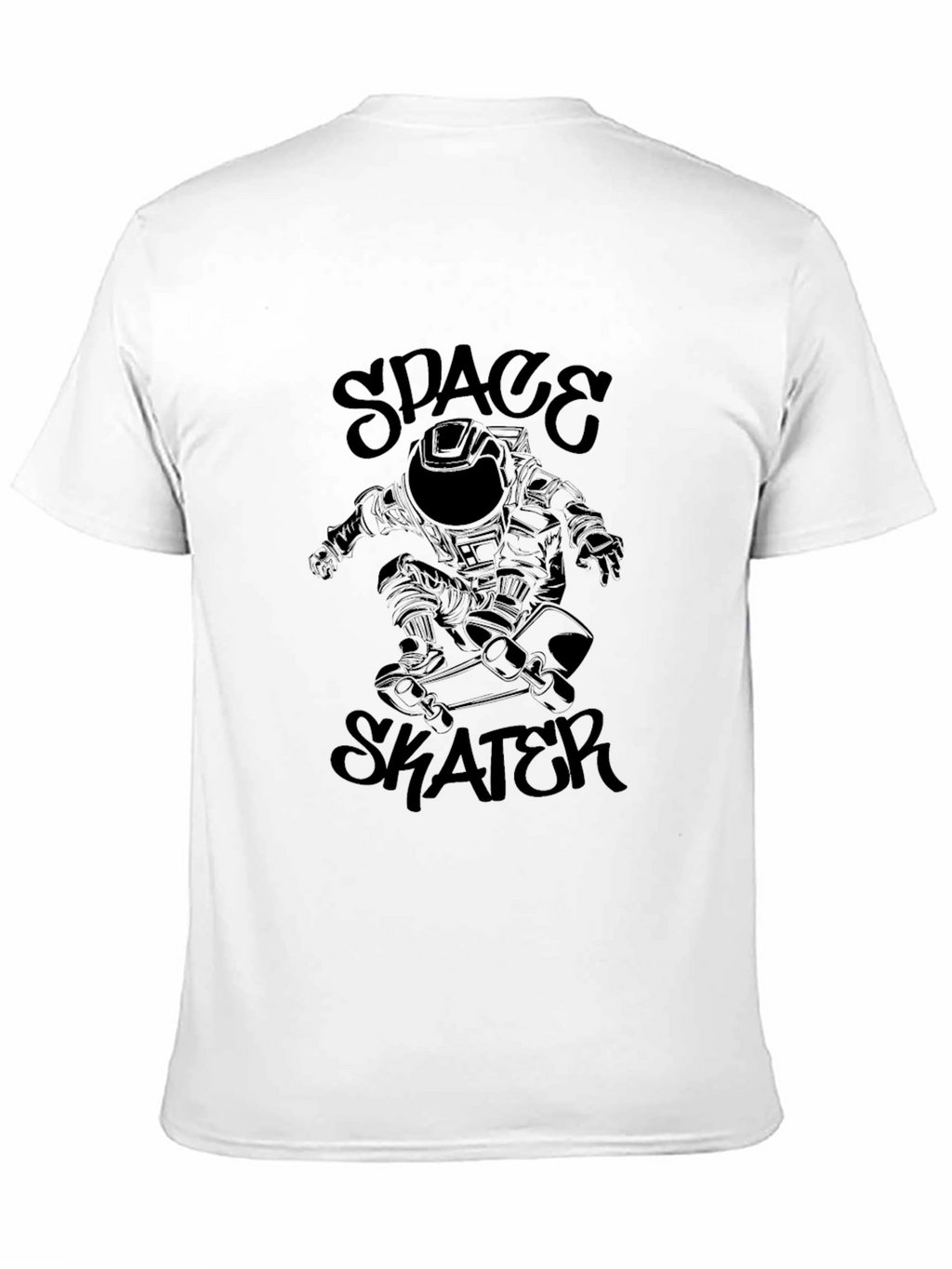 Space Skater Graphic Tee - Black Cotton T-Shirt