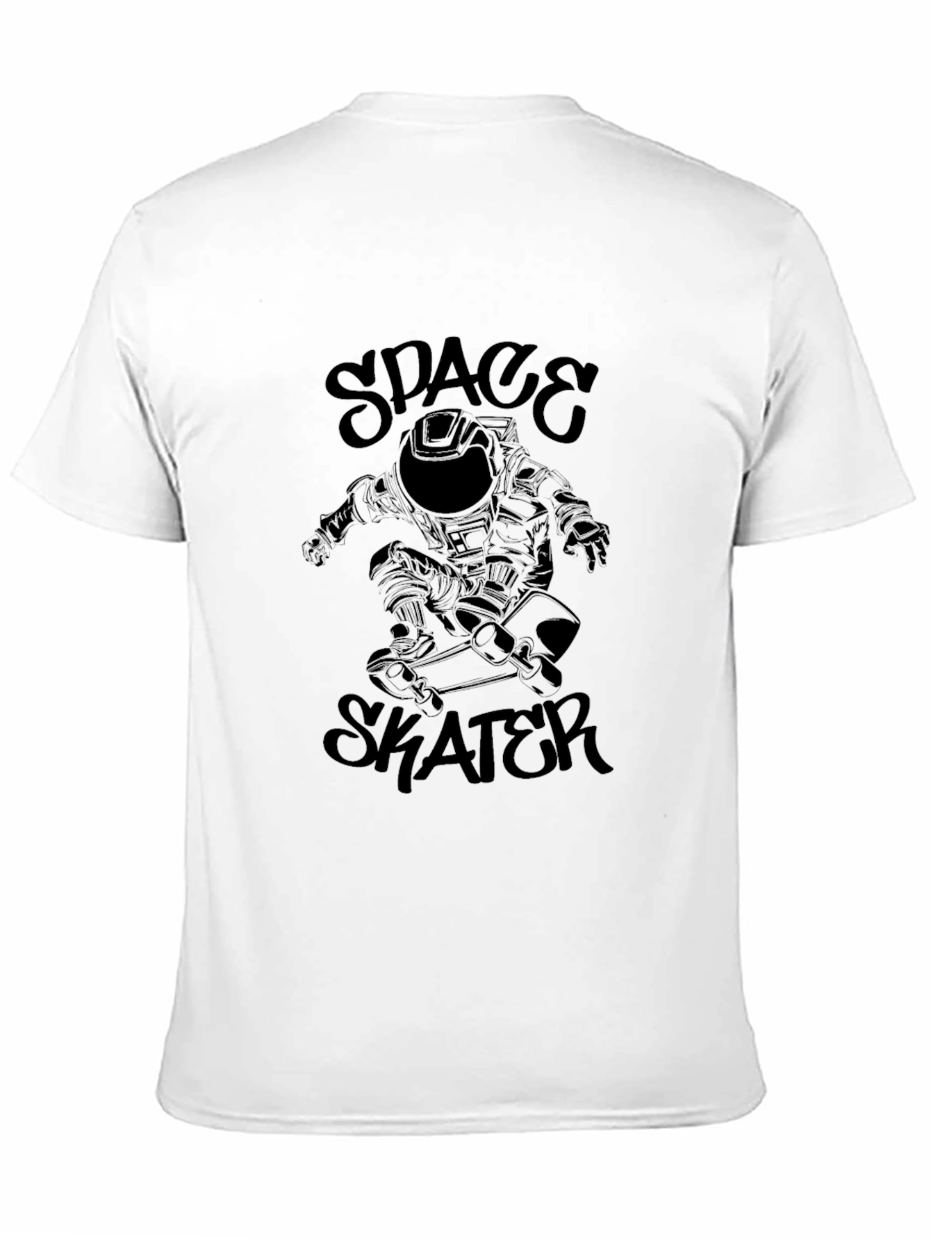 Space Skater Graphic Tee - Black Cotton T-Shirt