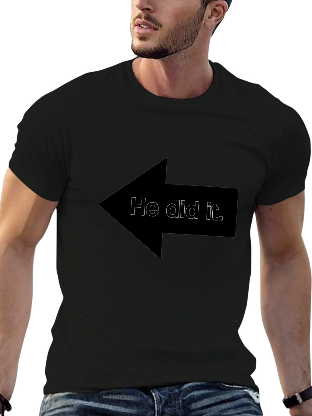 Funny He Did It Arrow Graphic T-Shirt