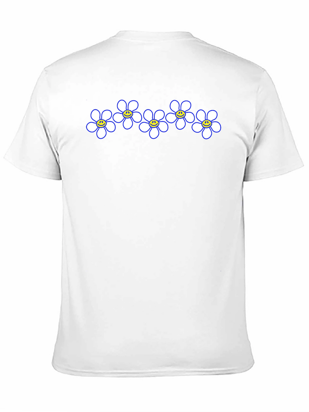 Smiley Flower Power Tee - Casual Black T-Shirt