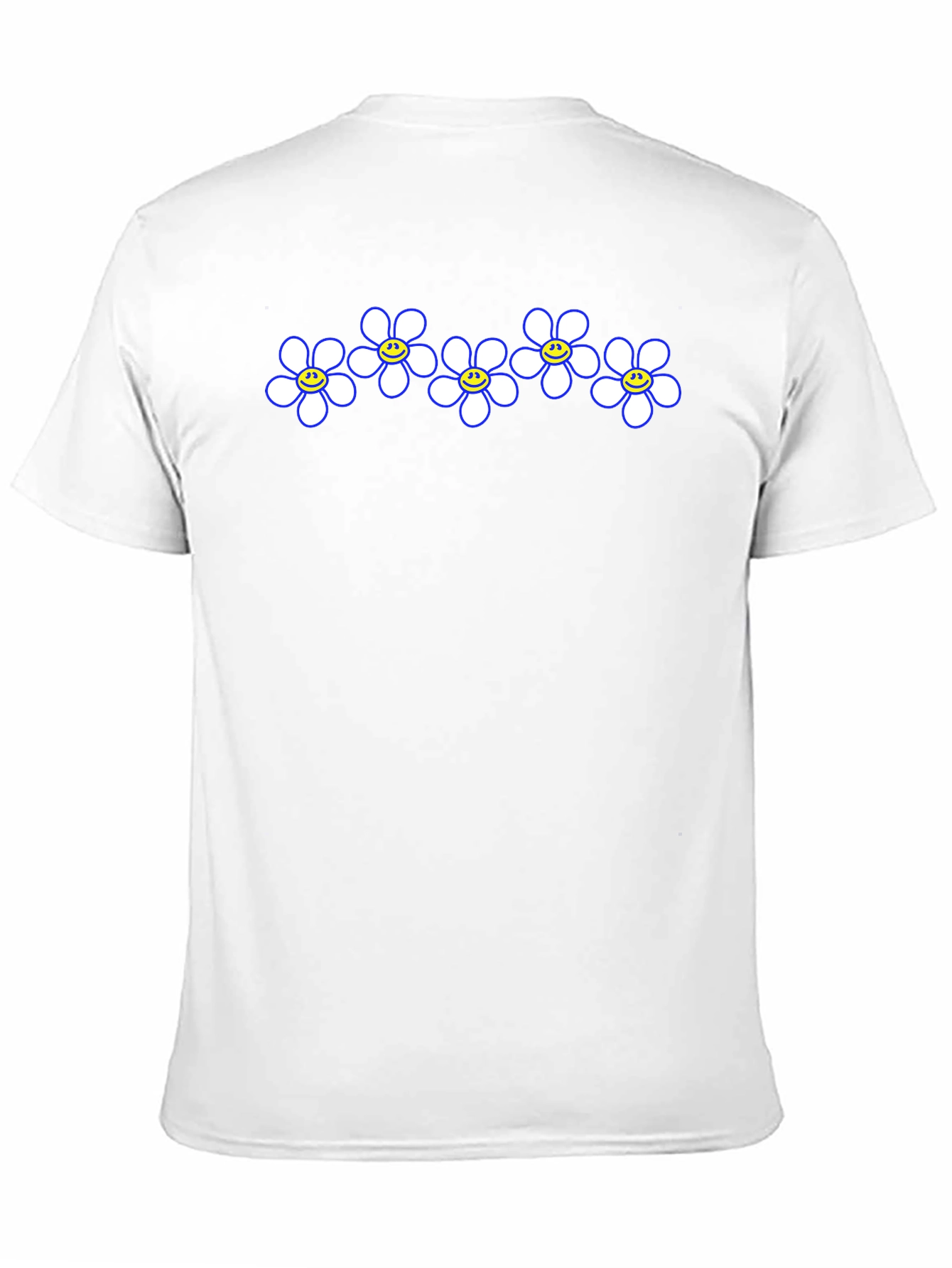Smiley Flower Power Tee - Casual Black T-Shirt