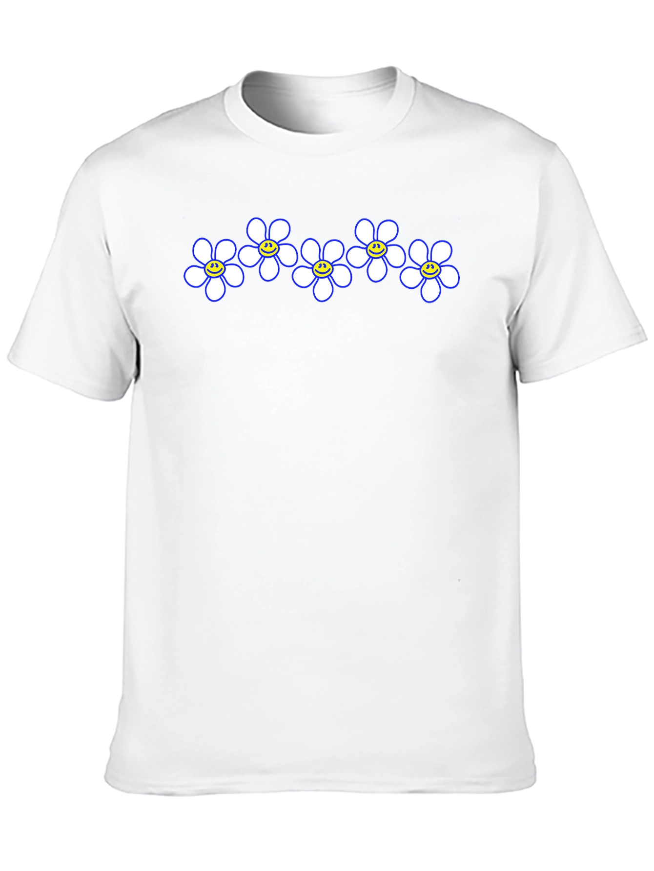 Smiley Flower Power Tee - Casual Black T-Shirt