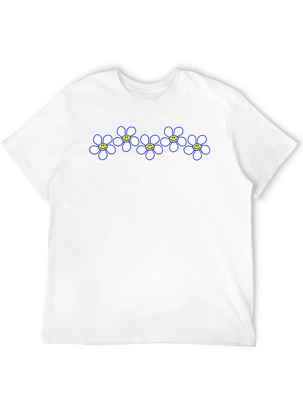 Smiley Flower Power Tee - Casual Black T-Shirt