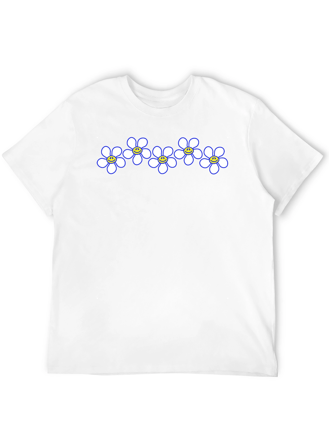 Smiley Flower Power Tee - Casual Black T-Shirt