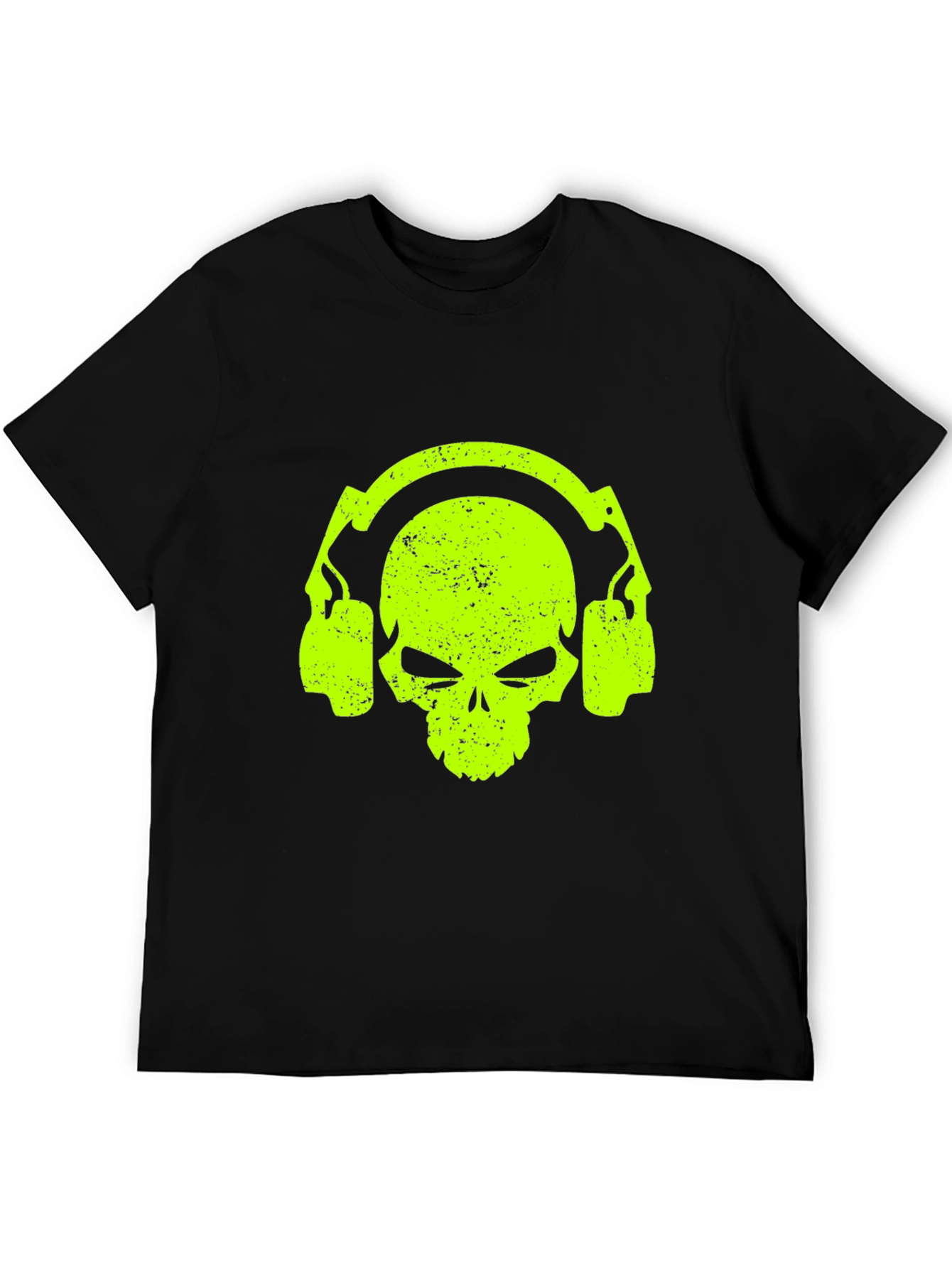 Skull Headphone Graphic Tee - Cool Black T-Shirt