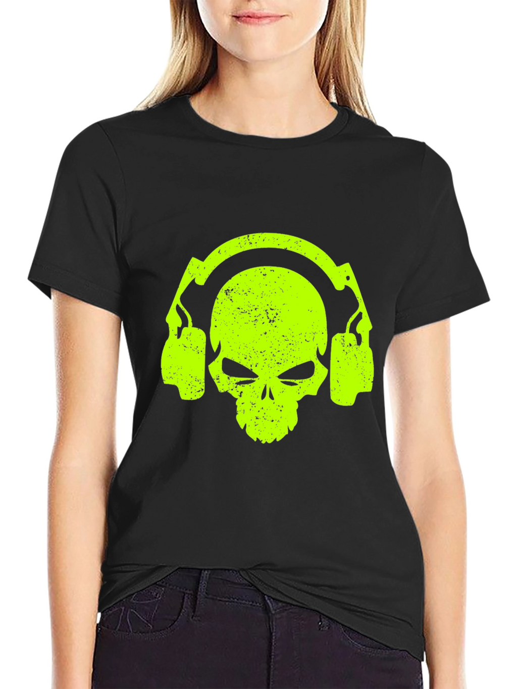 Skull Headphone Graphic Tee - Cool Black T-Shirt