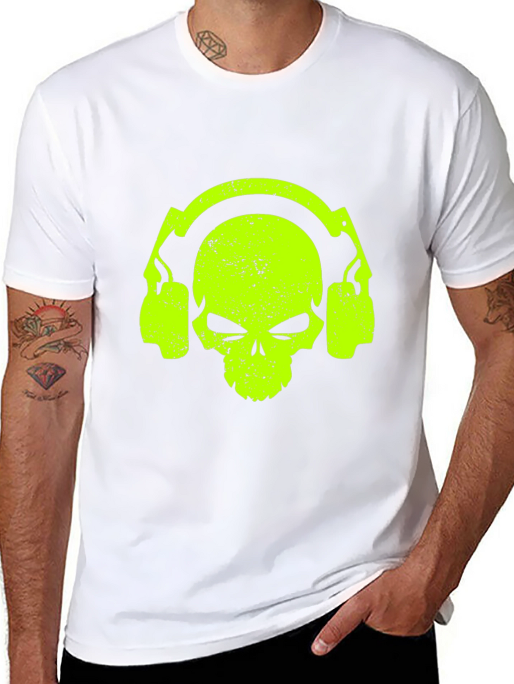 Skull Headphone Graphic Tee - Cool Black T-Shirt