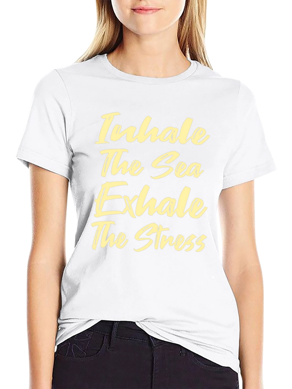Inhale the Sea Exhale the Stress Black Tee