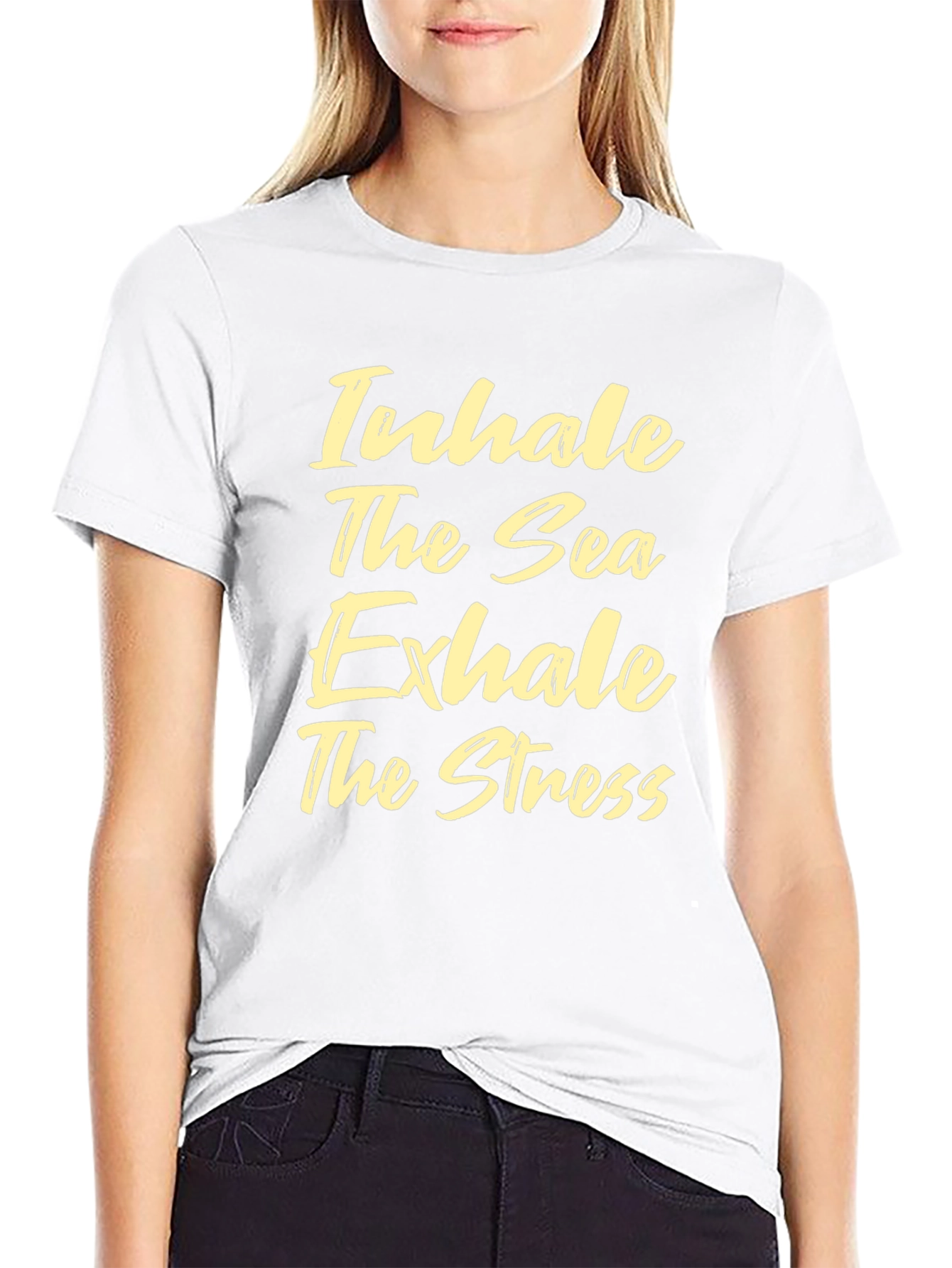 Inhale the Sea Exhale the Stress Black Tee