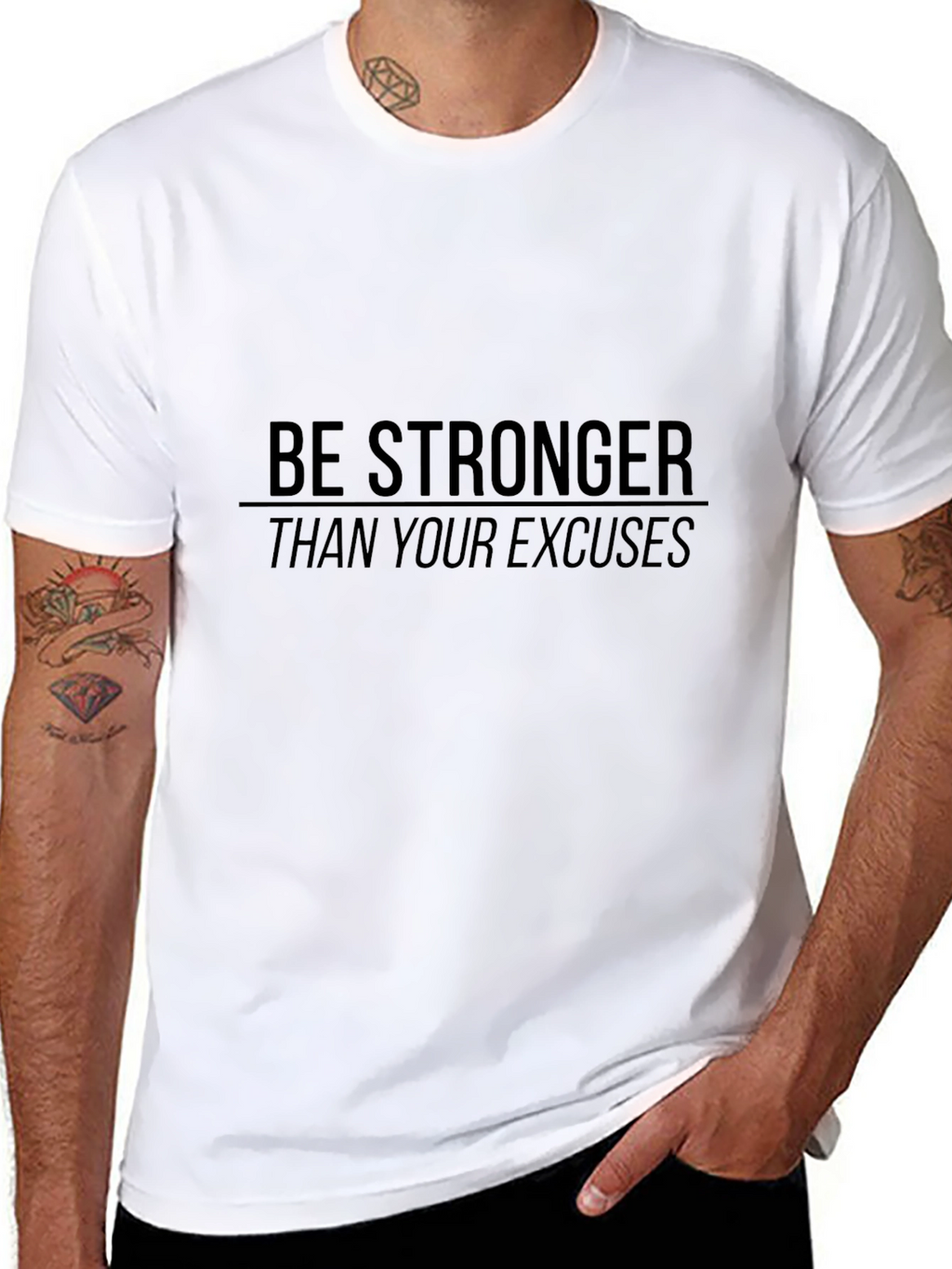 Motivational Be Stronger Than Your Excuses Black T-Shirt