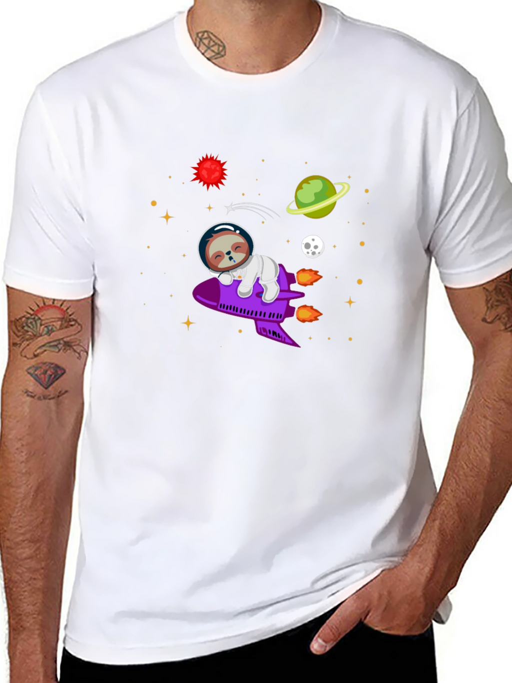 Sloth Astronaut T-Shirt - Space Rocket Design
