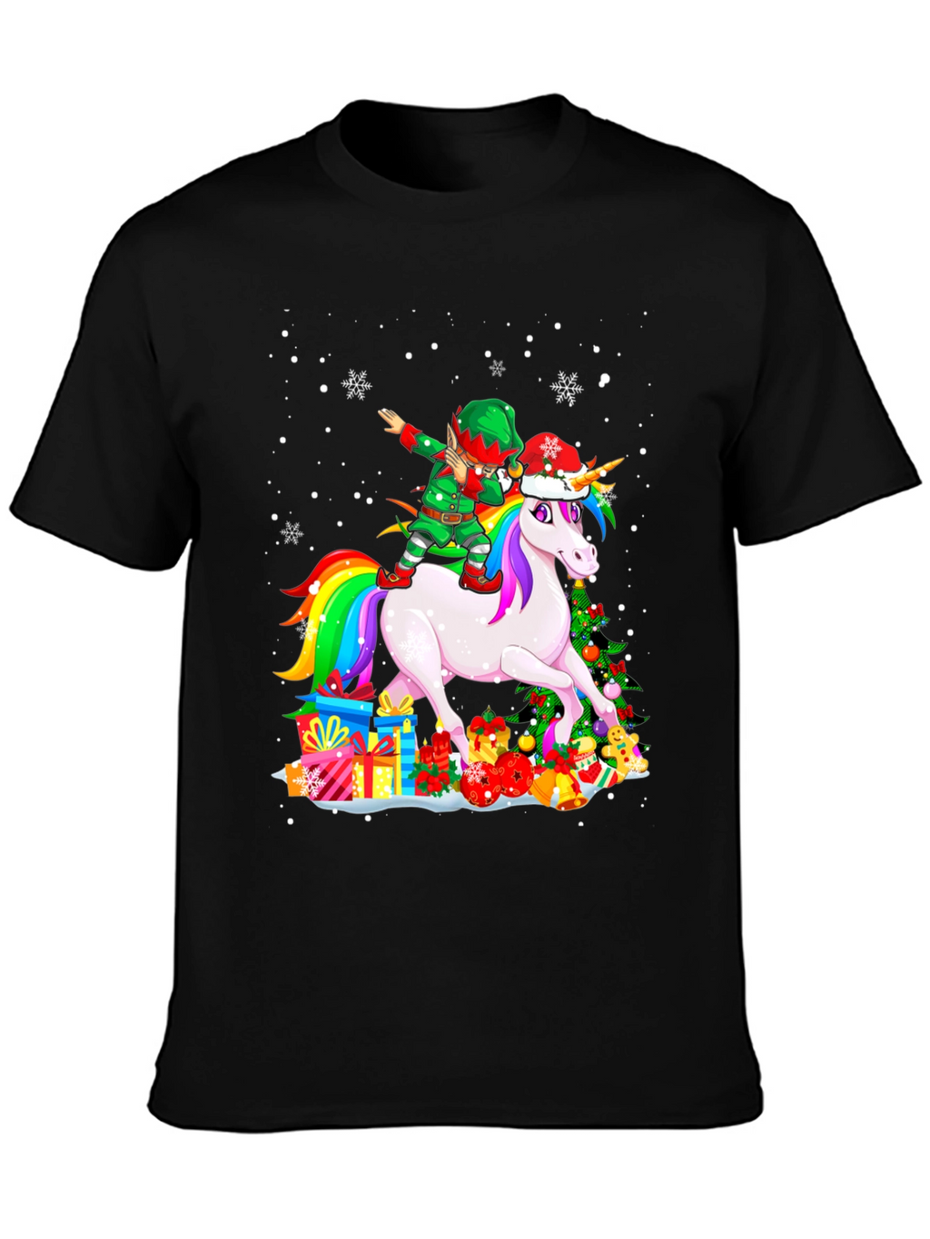 Christmas Unicorn Elf Dabbing T-Shirt