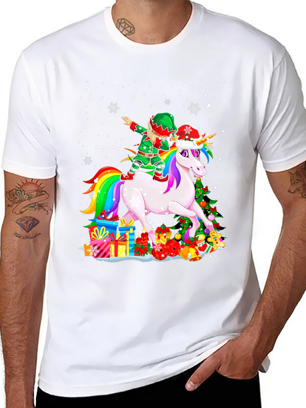 Christmas Unicorn Elf Dabbing T-Shirt