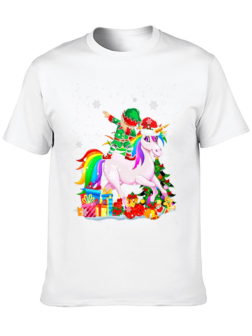 Christmas Unicorn Elf Dabbing T-Shirt
