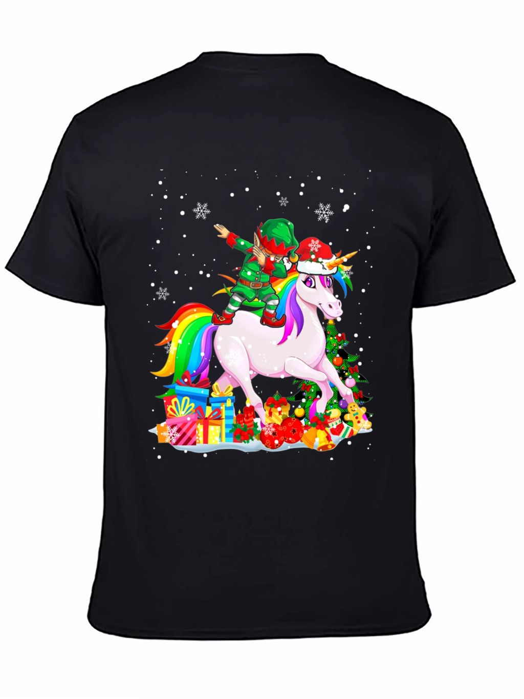 Christmas Unicorn Elf Dabbing T-Shirt
