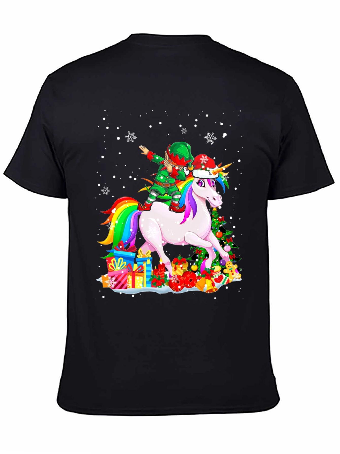 Christmas Unicorn Elf Dabbing T-Shirt