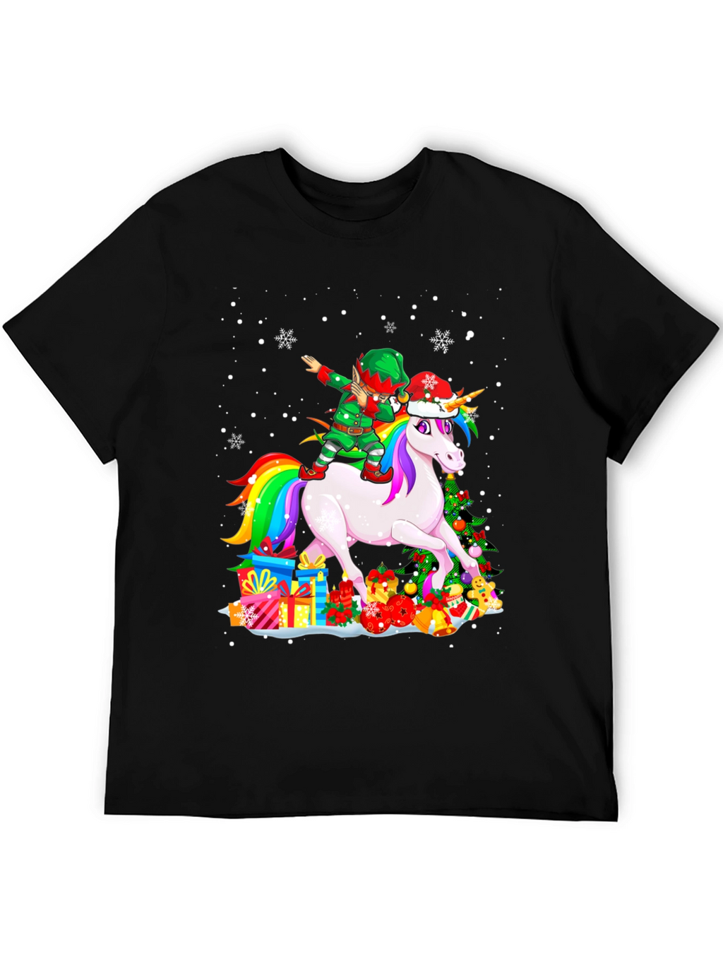 Christmas Unicorn Elf Dabbing T-Shirt