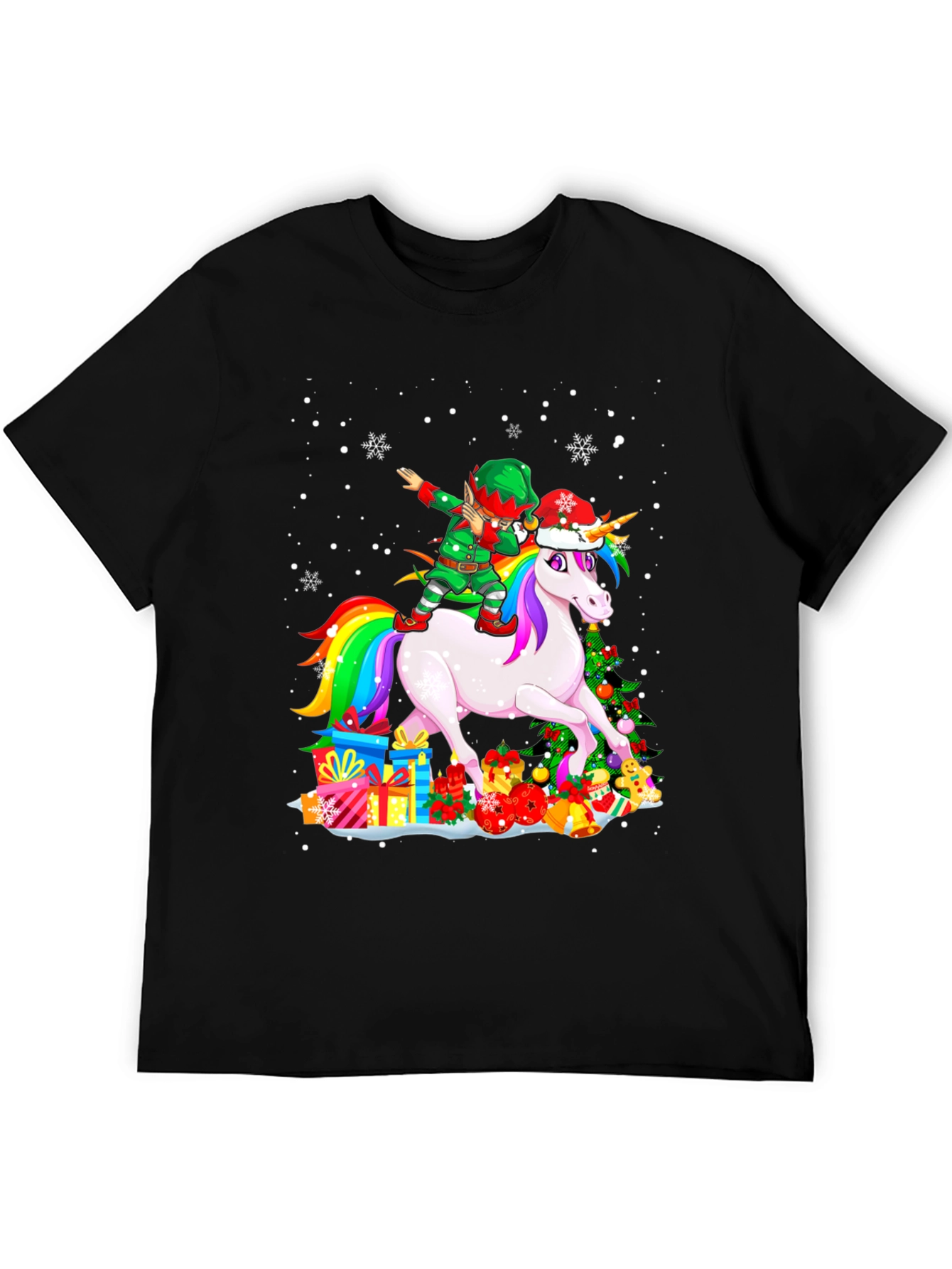 Christmas Unicorn Elf Dabbing T-Shirt