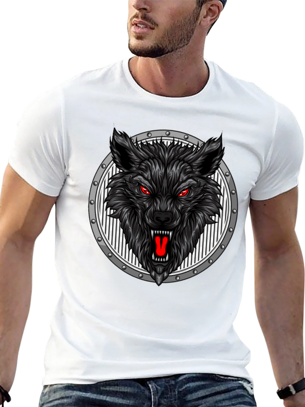 Wolf Head Graphic Black T-Shirt