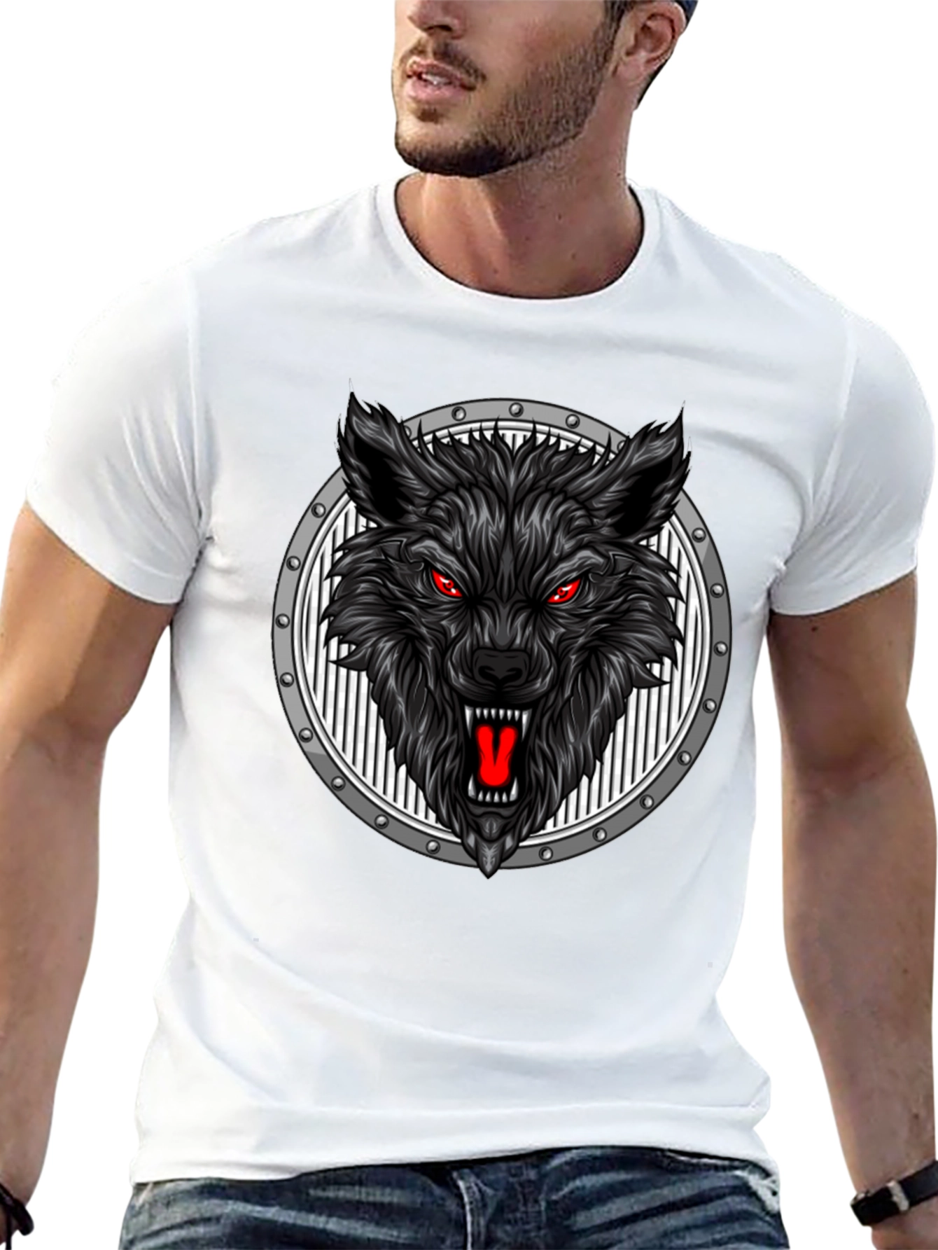 Wolf Head Graphic Black T-Shirt