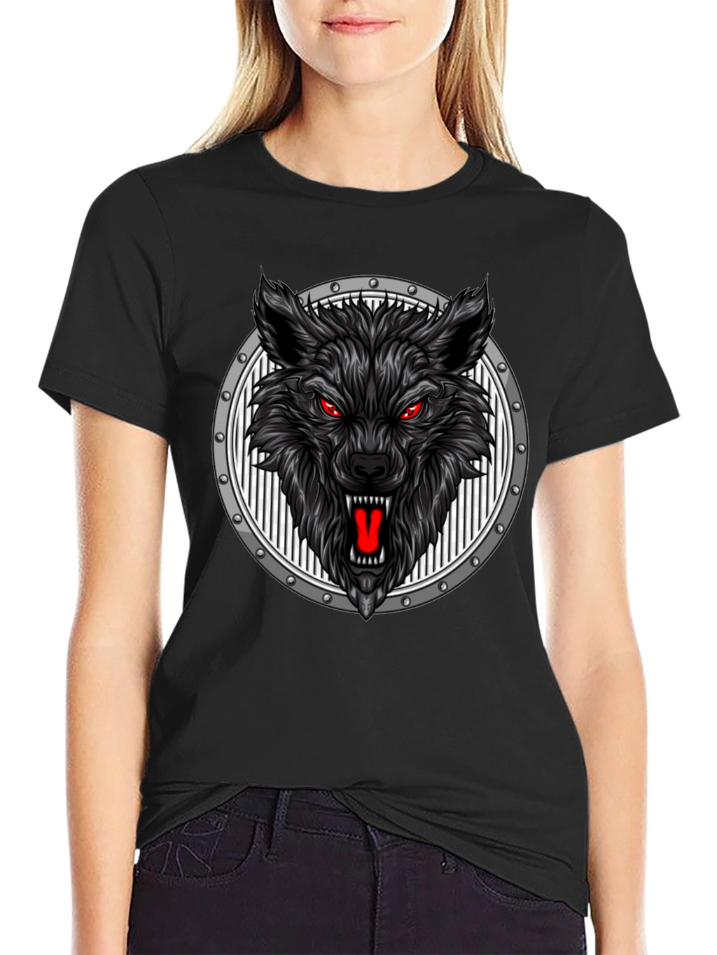 Wolf Head Graphic Black T-Shirt