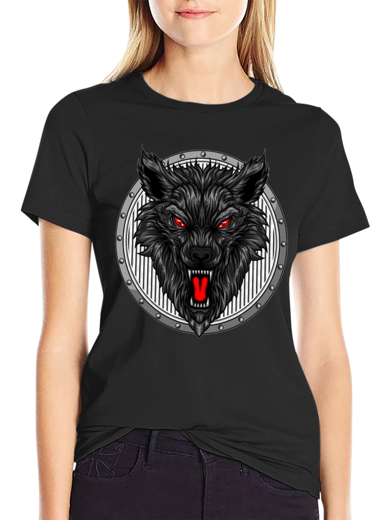 Wolf Head Graphic Black T-Shirt