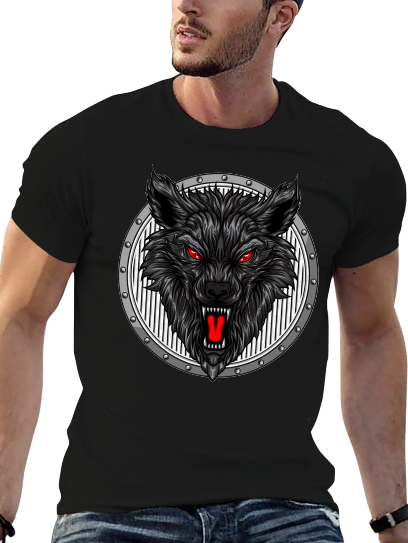 Wolf Head Graphic Black T-Shirt