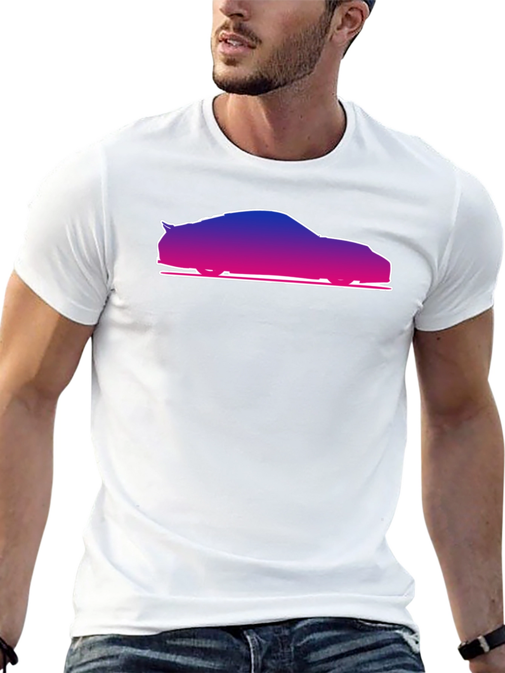 Gradient Car Silhouette Black T-Shirt