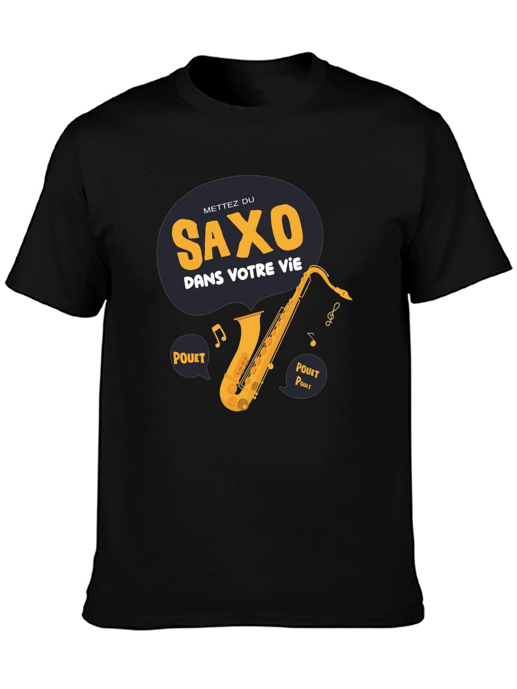 Saxophone Graphic T-Shirt - French Slogan Music Lover Tee