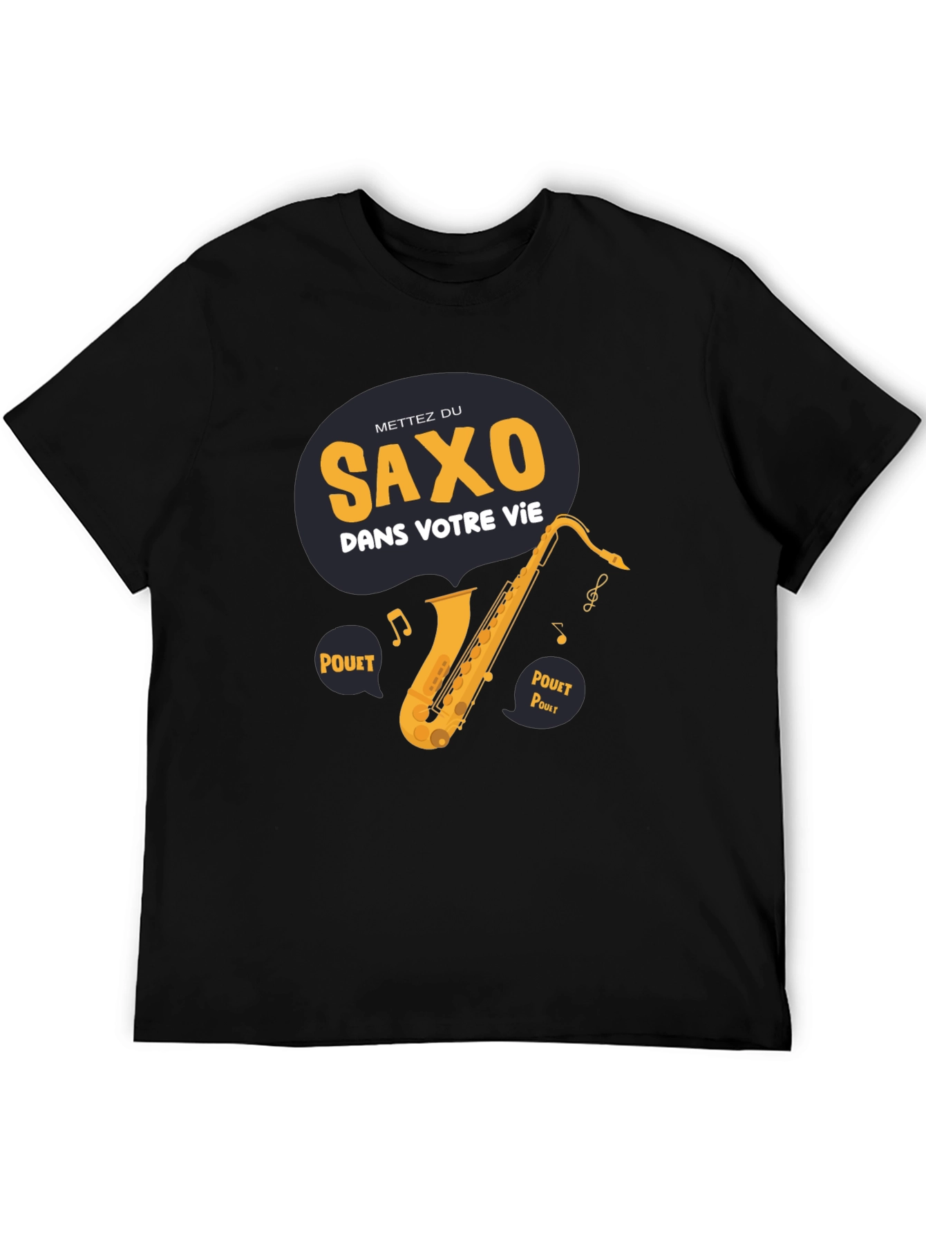 Saxophone Graphic T-Shirt - French Slogan Music Lover Tee