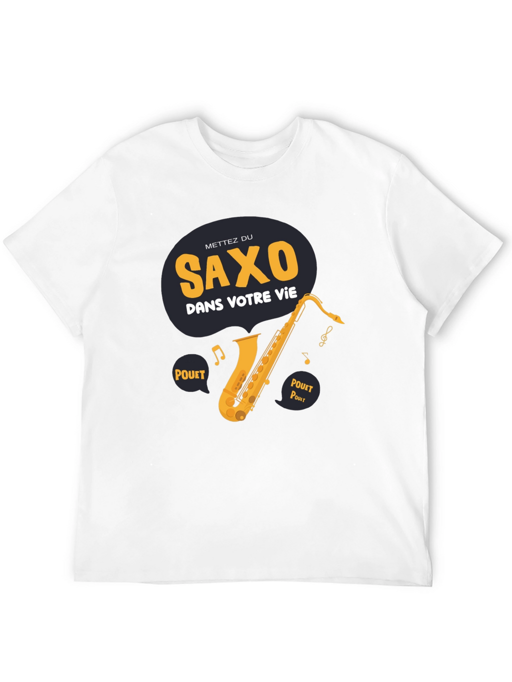 Saxophone Graphic T-Shirt - French Slogan Music Lover Tee