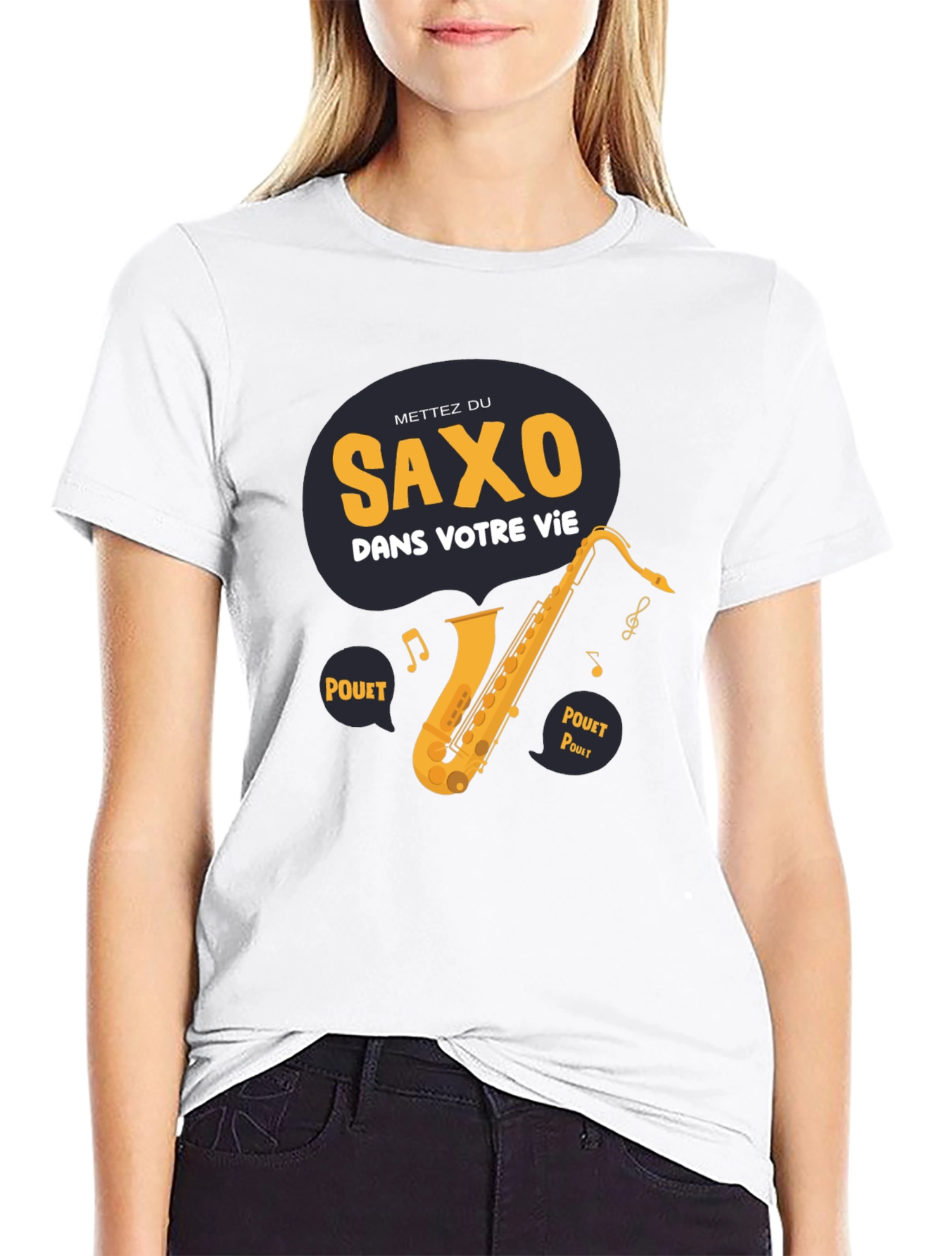 Saxophone Graphic T-Shirt - French Slogan Music Lover Tee