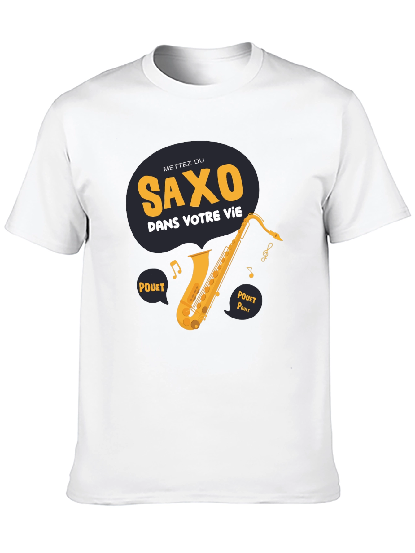 Saxophone Graphic T-Shirt - French Slogan Music Lover Tee