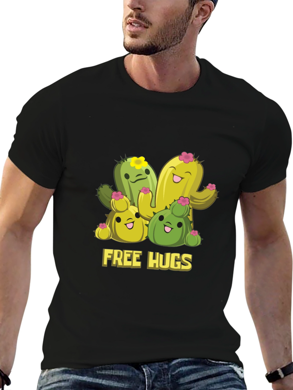 Cute Cactus Free Hugs Graphic T-Shirt