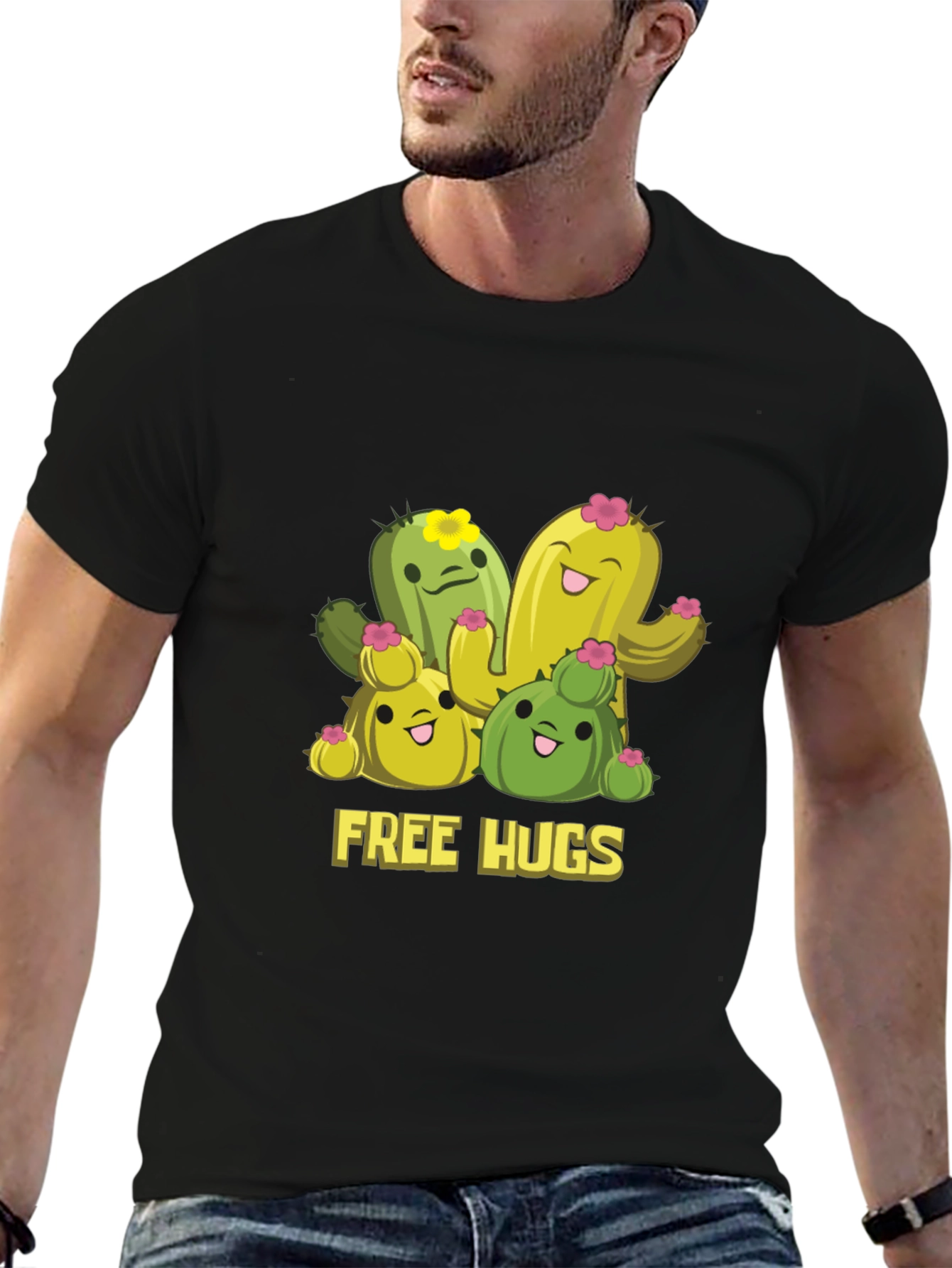 Cute Cactus Free Hugs Graphic T-Shirt