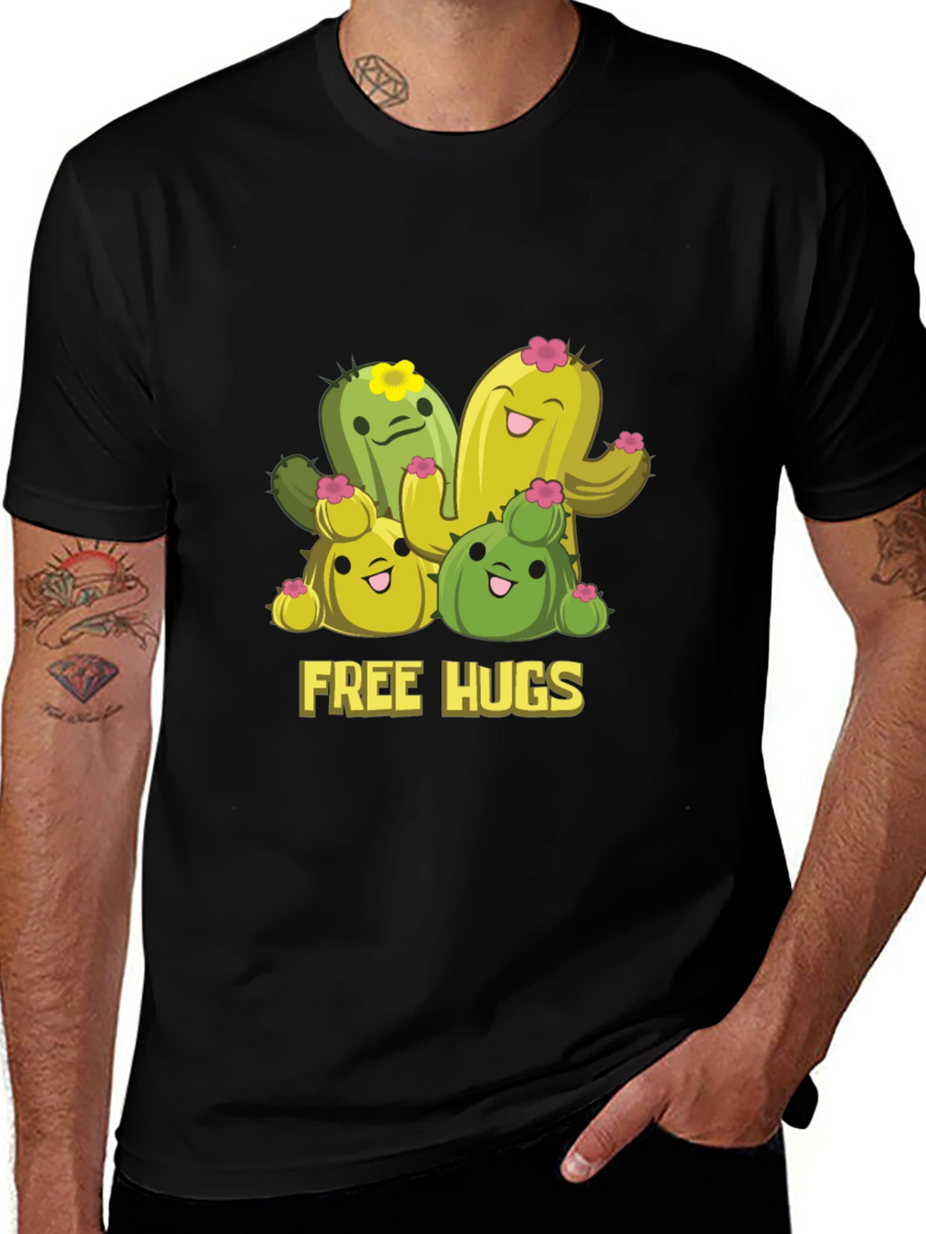 Cute Cactus Free Hugs Graphic T-Shirt