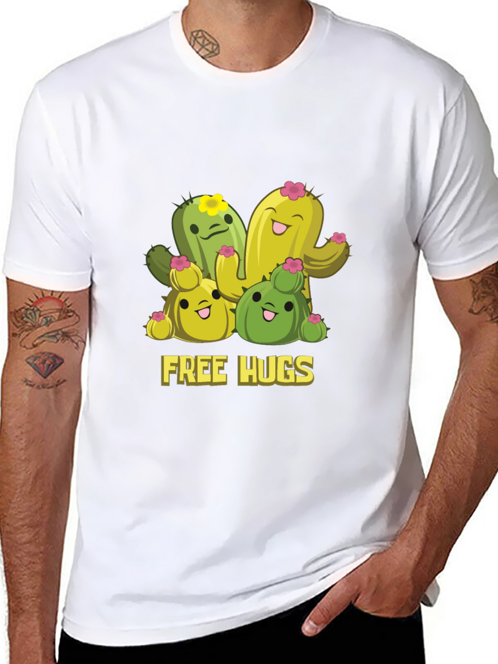 Cute Cactus Free Hugs Graphic T-Shirt