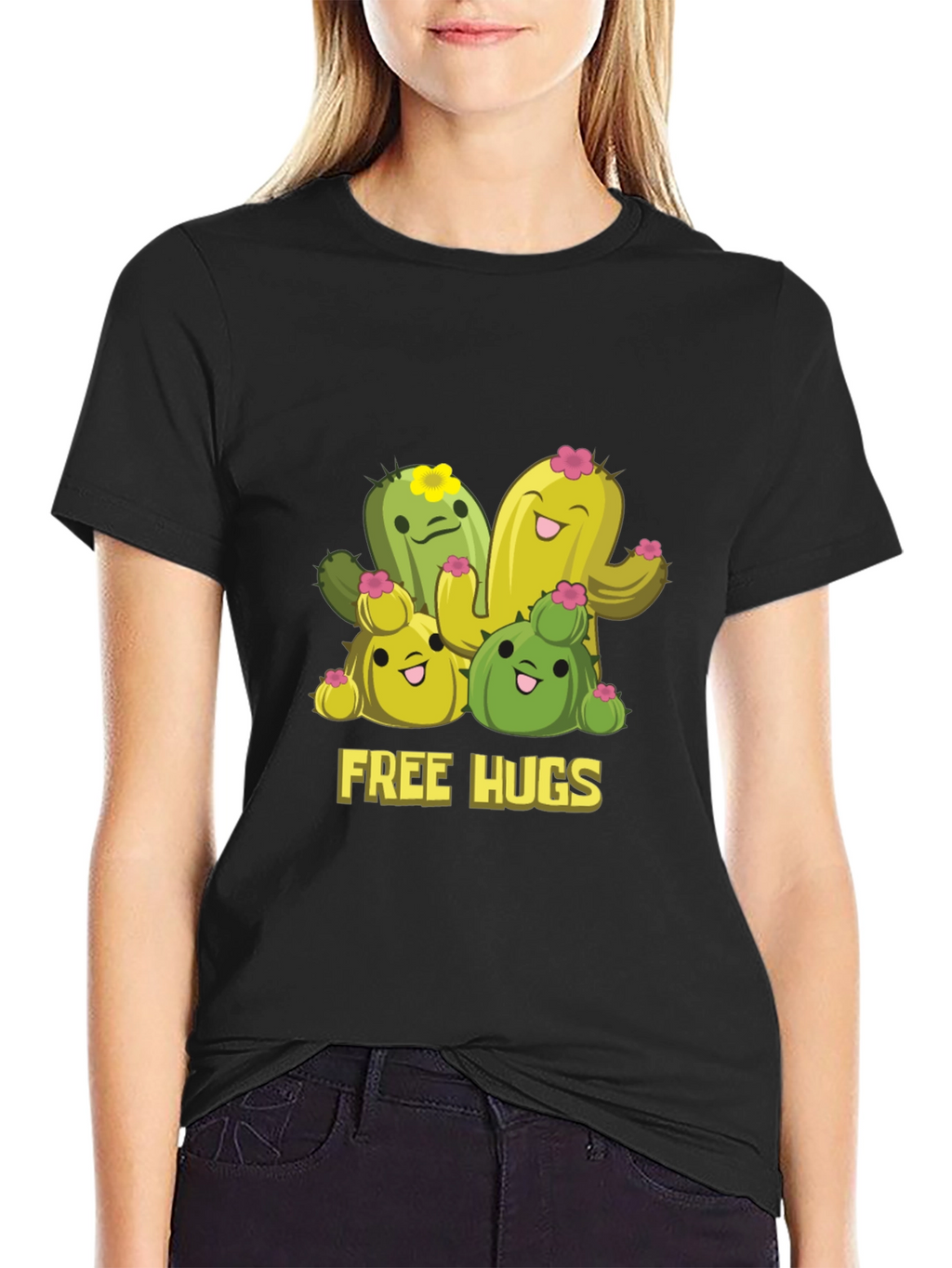 Cute Cactus Free Hugs Graphic T-Shirt