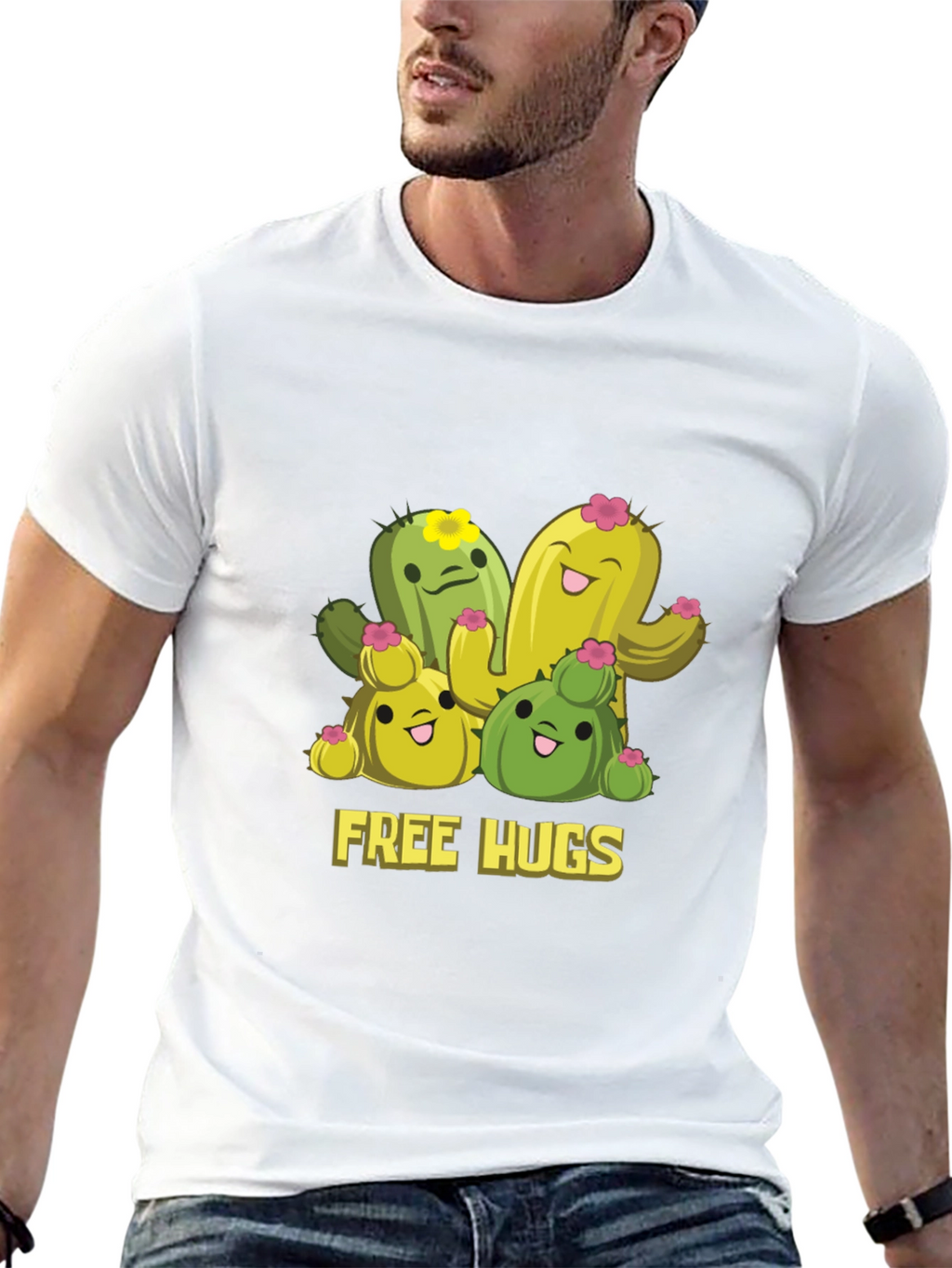 Cute Cactus Free Hugs Graphic T-Shirt