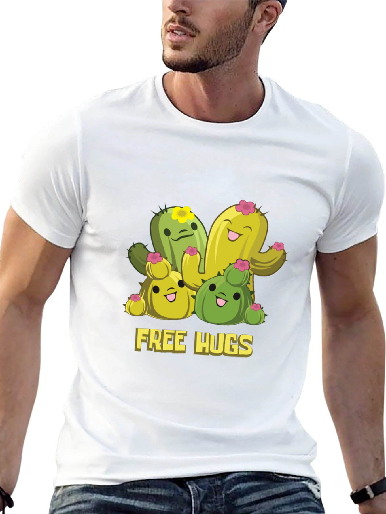 Cute Cactus Free Hugs Graphic T-Shirt
