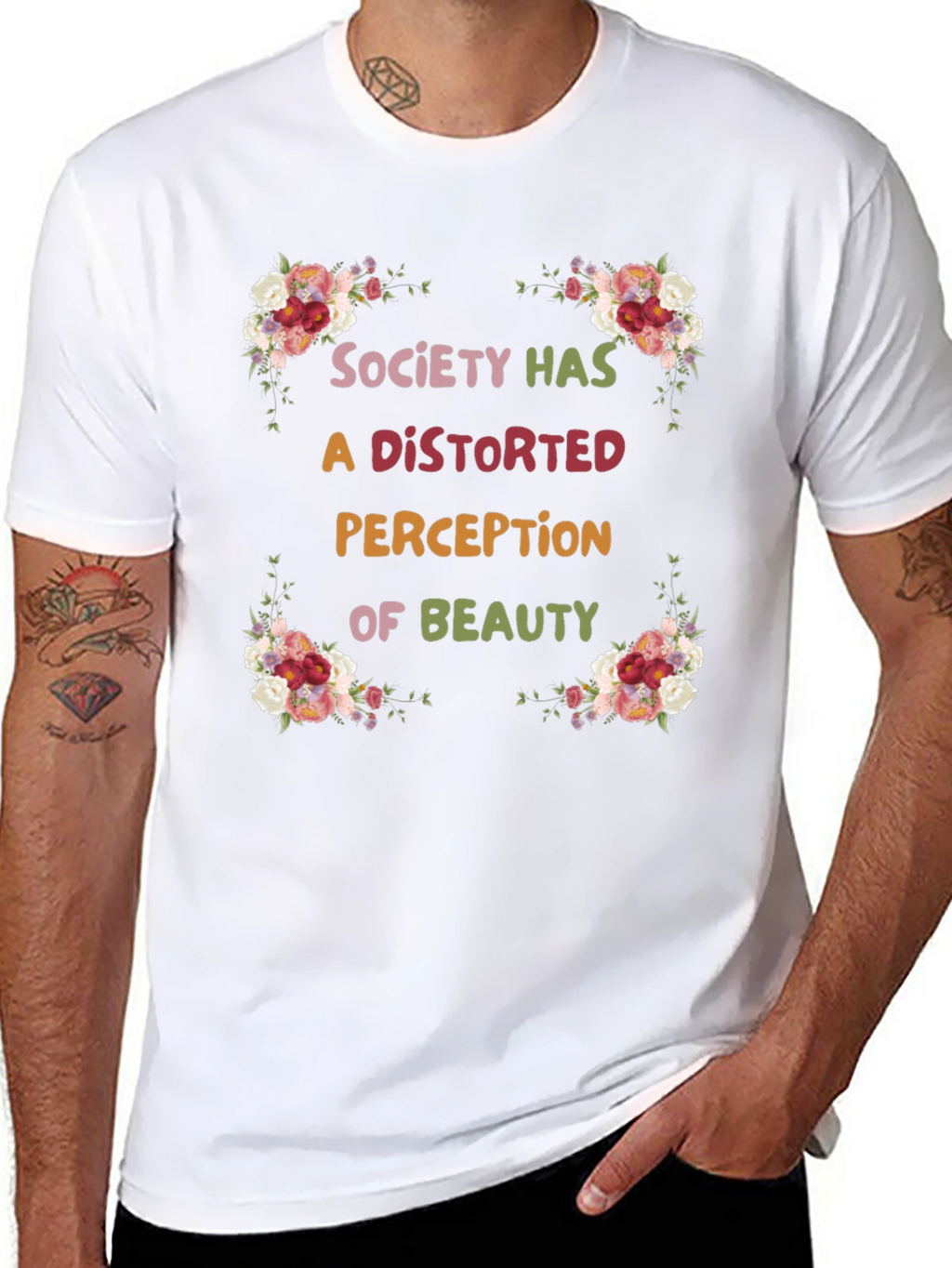 Floral Beauty Perception Black T-Shirt