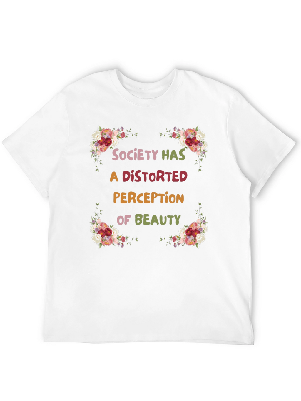 Floral Beauty Perception Black T-Shirt