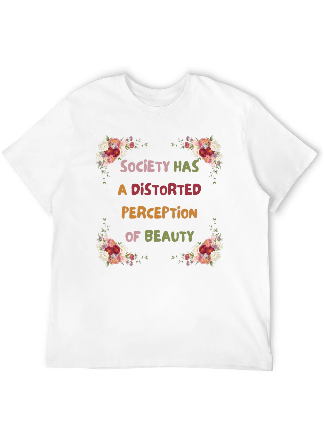 Floral Beauty Perception Black T-Shirt