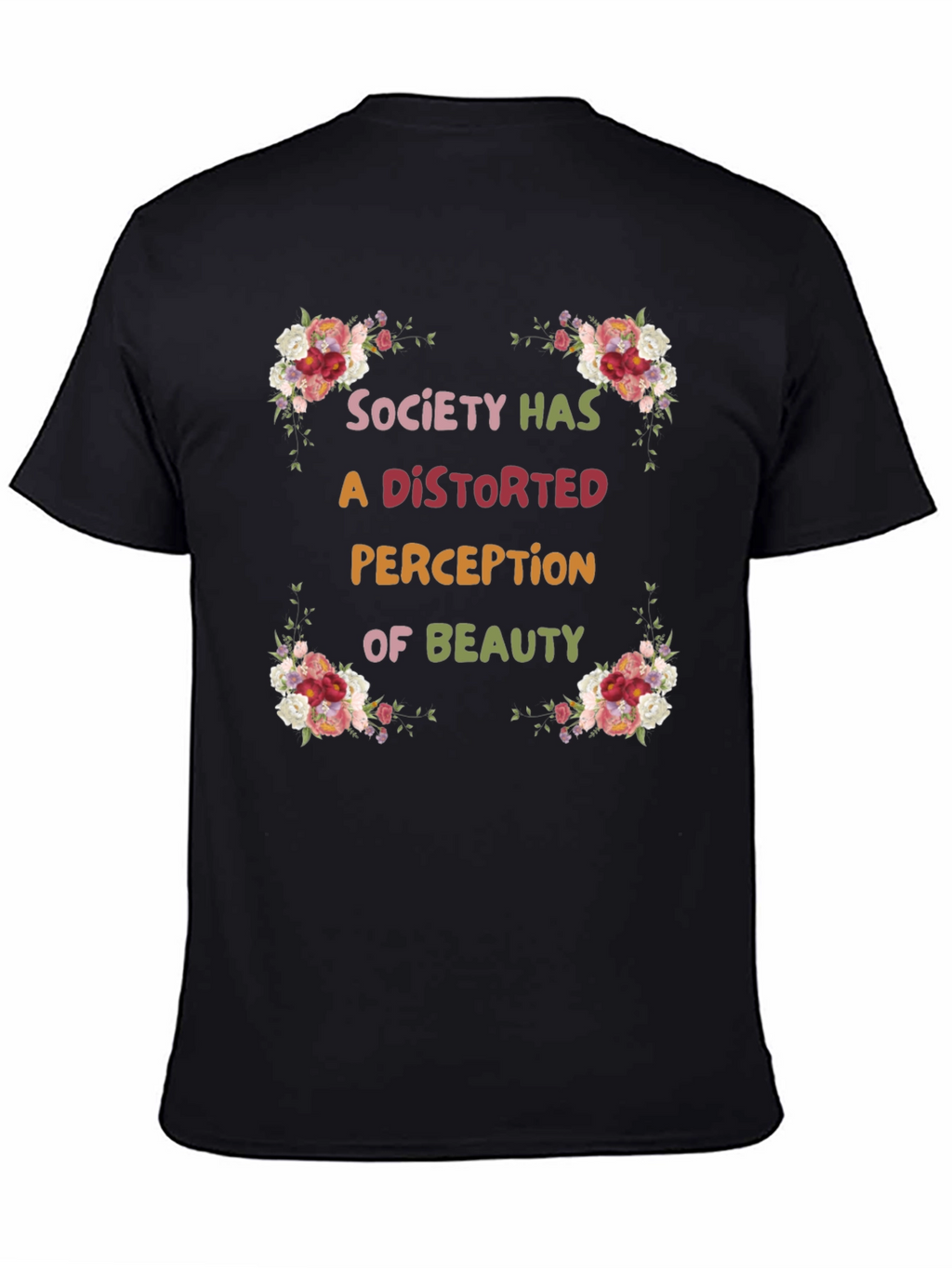 Floral Beauty Perception Black T-Shirt
