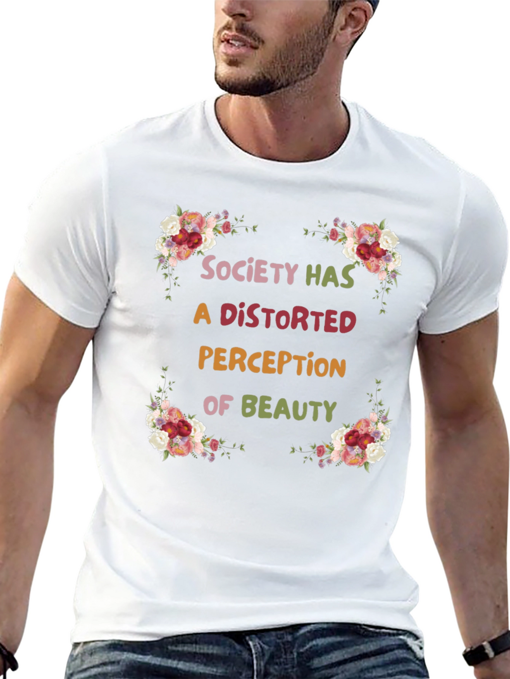 Floral Beauty Perception Black T-Shirt
