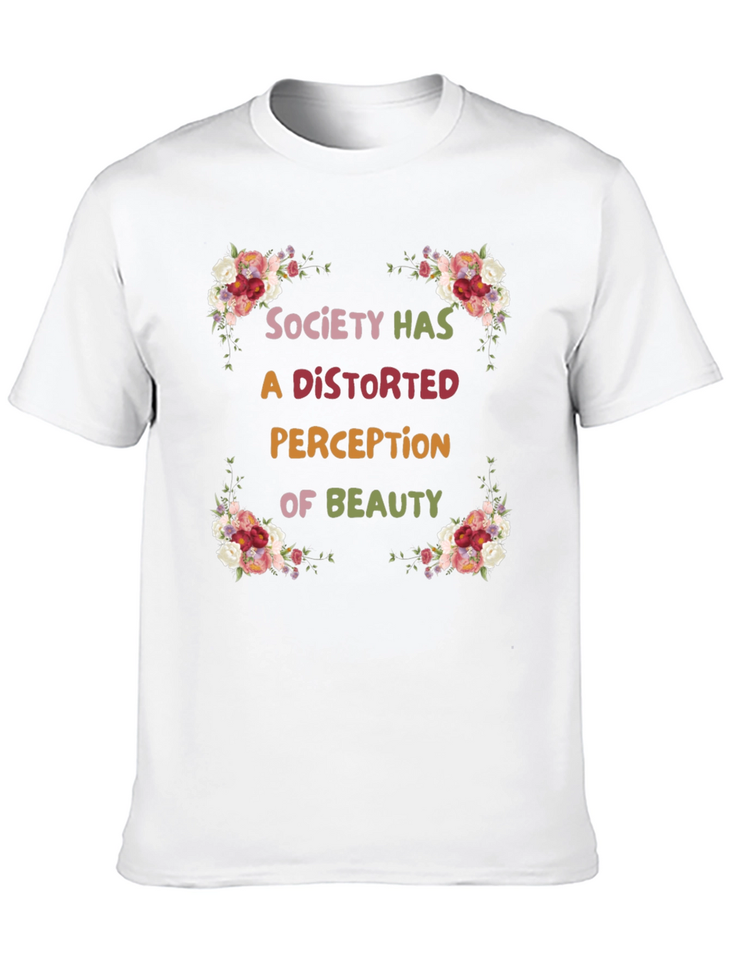Floral Beauty Perception Black T-Shirt