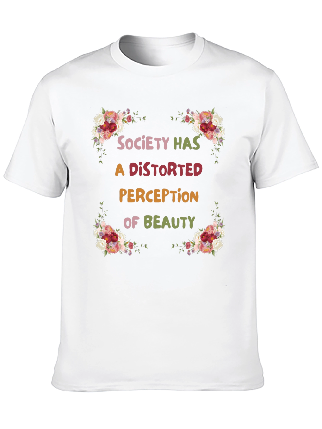 Floral Beauty Perception Black T-Shirt