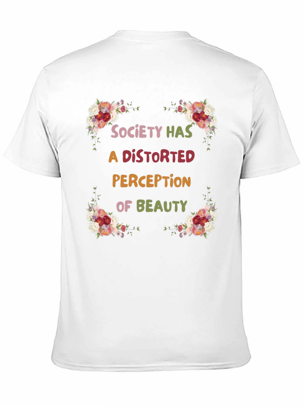 Floral Beauty Perception Black T-Shirt