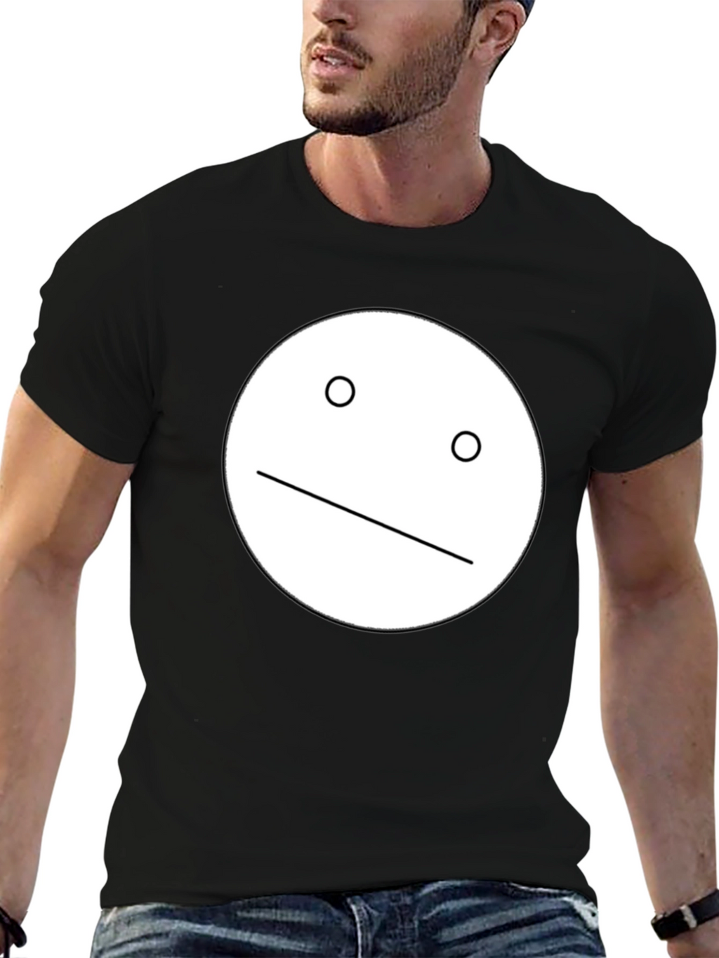 Minimalist Face Graphic Black T-Shirt