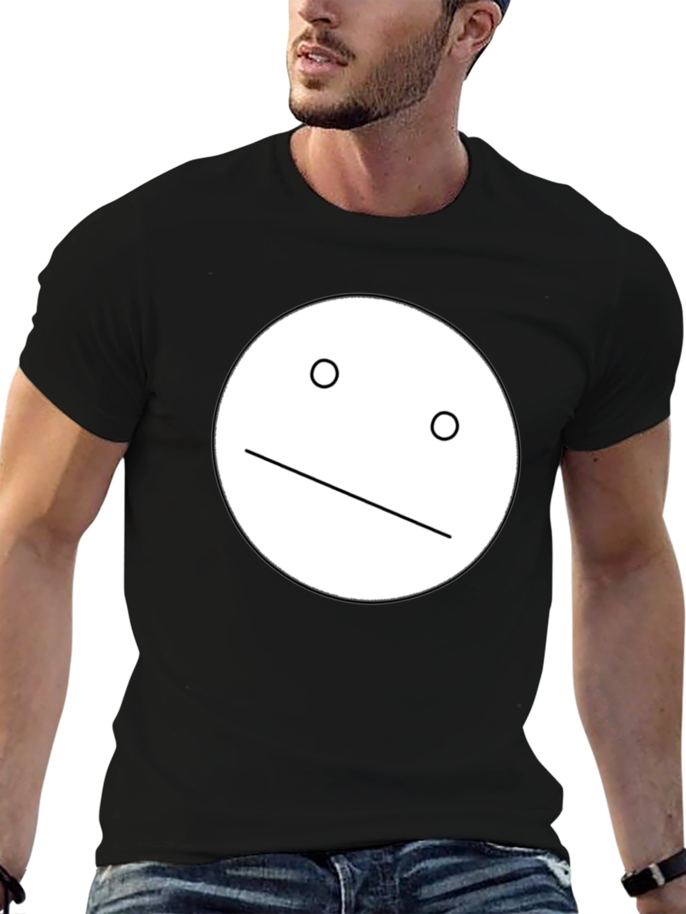 Minimalist Face Graphic Black T-Shirt